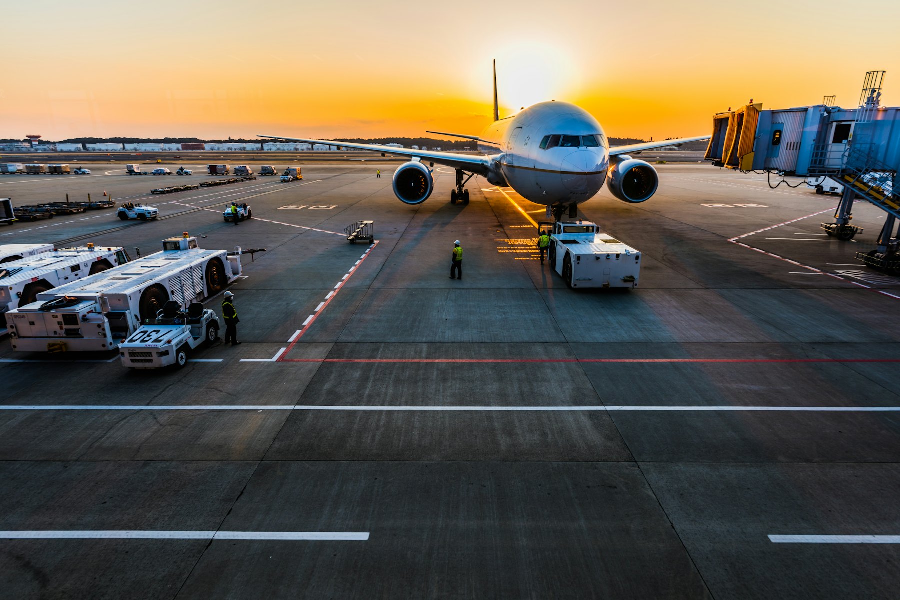 Freighter aircraft parked on the cargo ramp